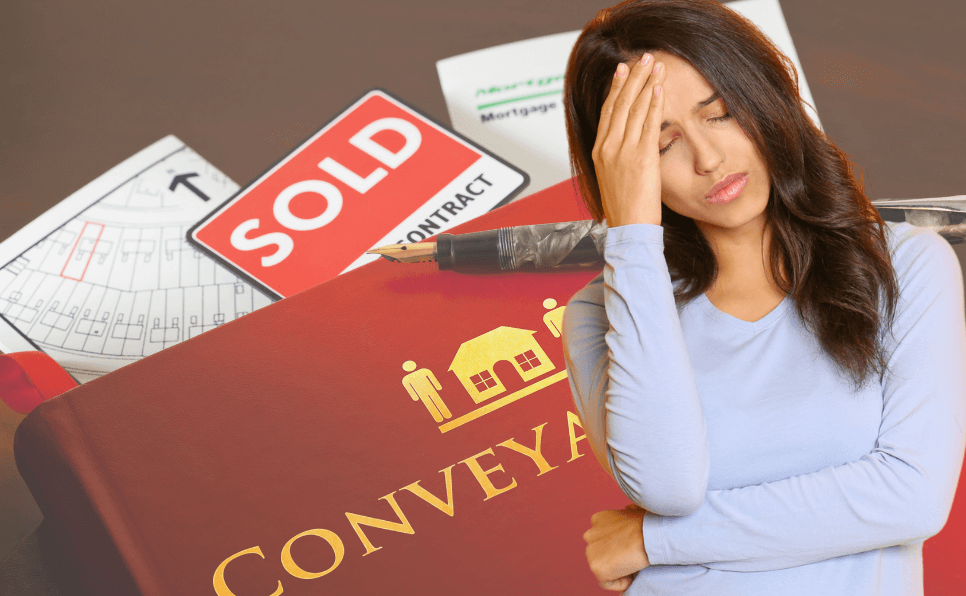 Single woman stressed during conveyancing process of buying a home